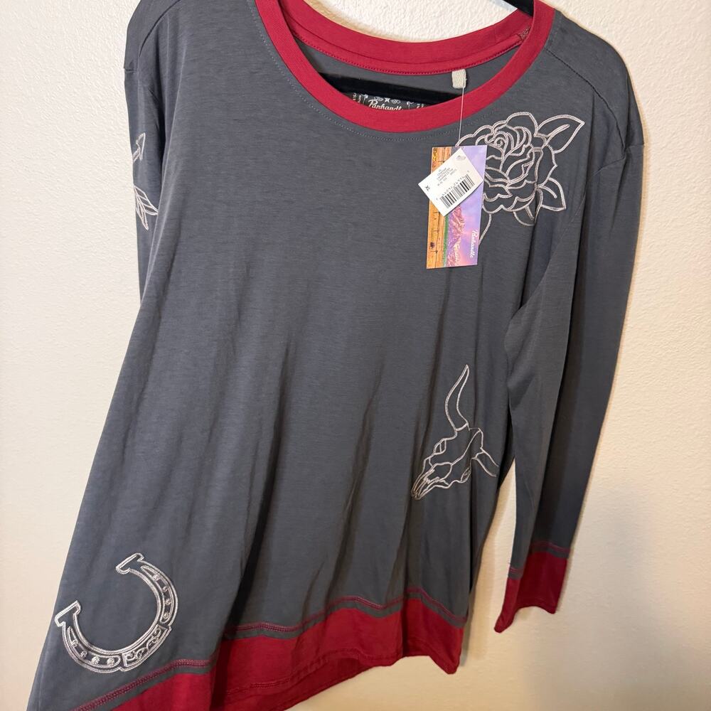 NWT Panhandle Women's Layered Long Sleeve Embroidered Top Size XL - Picture 4 of 8
